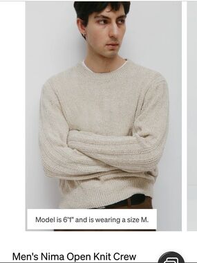 KOTN Men's Nima Open Knit Crew Sweater in Small